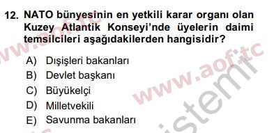 2019 Uluslararası Örgütler Yaz Okulu 12. Çıkmış Sınav Sorusu