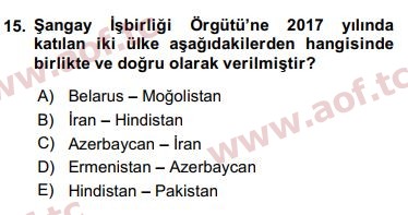 2019 Uluslararası Örgütler Yaz Okulu 15. Çıkmış Sınav Sorusu