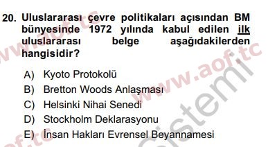 2019 Uluslararası Örgütler Yaz Okulu 20. Çıkmış Sınav Sorusu