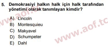 2016 Karşılaştırmalı Siyasal Sistemler Arasınav 5. Çıkmış Sınav Sorusu