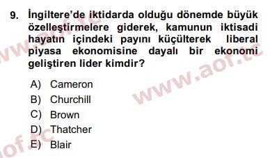 2016 Karşılaştırmalı Siyasal Sistemler Arasınav 9. Çıkmış Sınav Sorusu