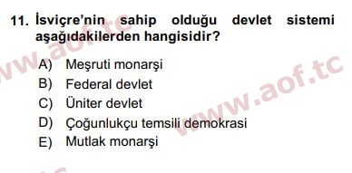 2017 Karşılaştırmalı Siyasal Sistemler Final 11. Çıkmış Sınav Sorusu