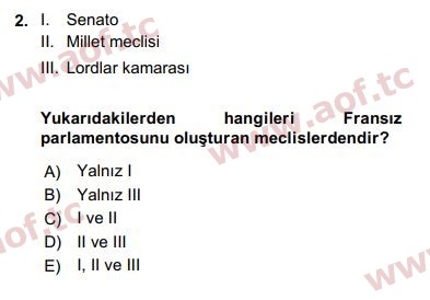 2017 Karşılaştırmalı Siyasal Sistemler Final 2. Çıkmış Sınav Sorusu