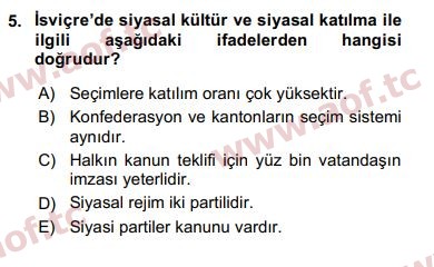 2017 Karşılaştırmalı Siyasal Sistemler Final 5. Çıkmış Sınav Sorusu