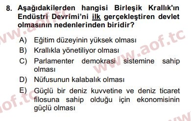 2018 Karşılaştırmalı Siyasal Sistemler Arasınav 8. Çıkmış Sınav Sorusu