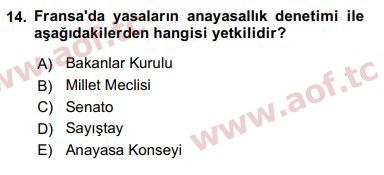 2019 Karşılaştırmalı Siyasal Sistemler Arasınav 14. Çıkmış Sınav Sorusu