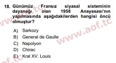 2019 Karşılaştırmalı Siyasal Sistemler Arasınav 18. Çıkmış Sınav Sorusu