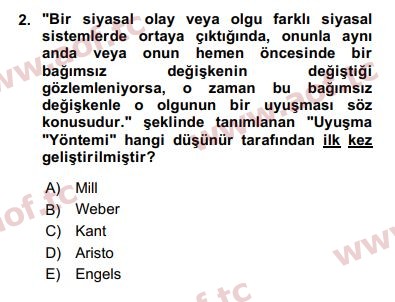 2019 Karşılaştırmalı Siyasal Sistemler Arasınav 2. Çıkmış Sınav Sorusu