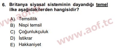 2019 Karşılaştırmalı Siyasal Sistemler Arasınav 6. Çıkmış Sınav Sorusu