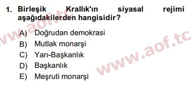 2020 Karşılaştırmalı Siyasal Sistemler Arasınav 1. Çıkmış Sınav Sorusu