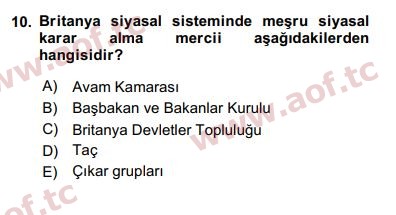 2020 Karşılaştırmalı Siyasal Sistemler Arasınav 10. Çıkmış Sınav Sorusu