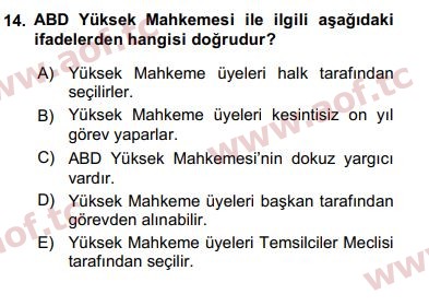 2020 Karşılaştırmalı Siyasal Sistemler Arasınav 14. Çıkmış Sınav Sorusu