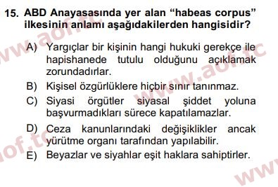 2020 Karşılaştırmalı Siyasal Sistemler Arasınav 15. Çıkmış Sınav Sorusu