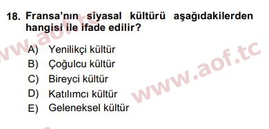 2020 Karşılaştırmalı Siyasal Sistemler Arasınav 18. Çıkmış Sınav Sorusu