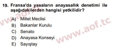 2020 Karşılaştırmalı Siyasal Sistemler Arasınav 19. Çıkmış Sınav Sorusu