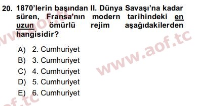 2020 Karşılaştırmalı Siyasal Sistemler Arasınav 20. Çıkmış Sınav Sorusu