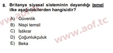 2020 Karşılaştırmalı Siyasal Sistemler Arasınav 8. Çıkmış Sınav Sorusu