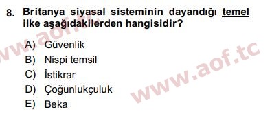 2020 Karşılaştırmalı Siyasal Sistemler Arasınav 8. Çıkmış Sınav Sorusu