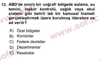 2018 Yerel Yönetimler Arasınav 13. Çıkmış Sınav Sorusu