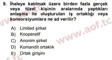 2018 Yerel Yönetimler Arasınav 9. Çıkmış Sınav Sorusu