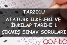 Atatürk İlkeleri ve İnkılap Tarihi 1 Çıkmış Sınav Soruları