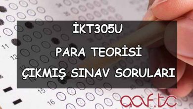 İKT305U Para Teorisi Çıkmış Sınav Soruları