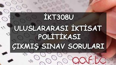 İKT308U Uluslararası İktisat Politikası Çıkmış Sınav Soruları