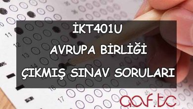 İKT401U Avrupa Birliği Çıkmış Sınav Soruları