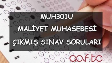 Maliyet Muhasebesi Çıkmış Sınav Soruları