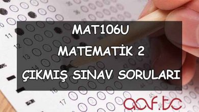 MAT106U Matematik 2 Çıkmış Sınav Soruları