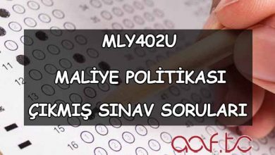 MLY402U Maliye Politikası Çıkmış Sınav Soruları