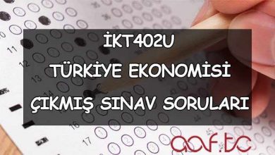 İKT402U Türkiye Ekonomisi Çıkmış Sınav Soruları