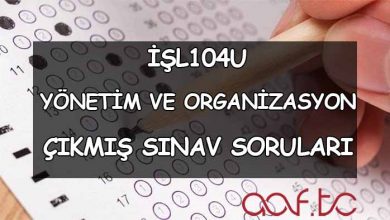 İŞL104U Yönetim ve Organizasyon Çıkmış Sınav Soruları