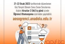 2022- 2023 Güz Dönemi Final Sınavlarına ve Sorulara İtiraz